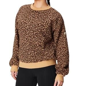 Fabletics Cheetah Crewneck Pullover Women’s Sz Small Cropped Soft Fleece Animal